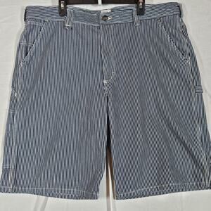 Lee Shorts Mens 42 Blue White Hickory Stripe Carpenter Workwear Cotton